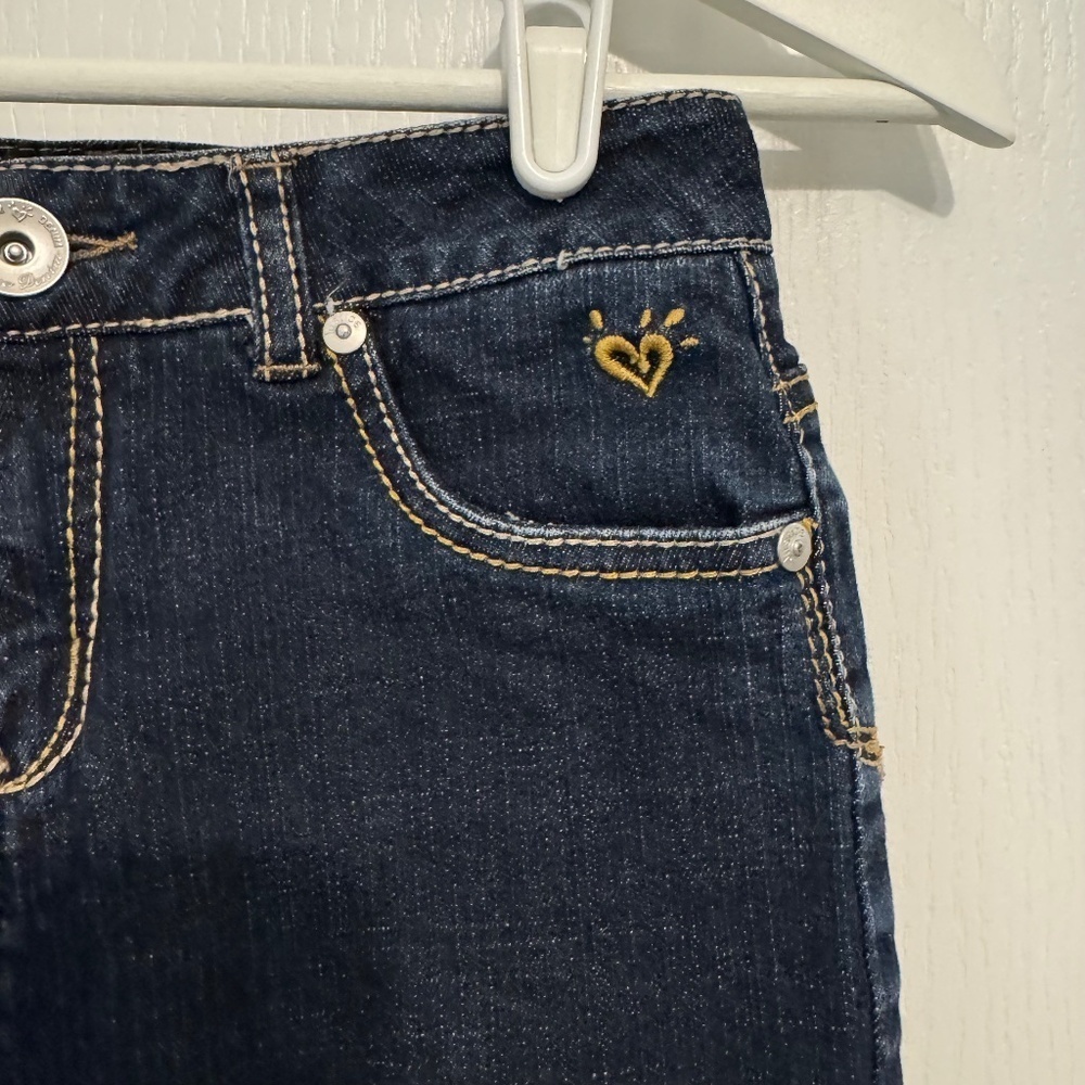 Justice girls denim blue jean skirt skort shorts mini dark wash 12R trendy cute - Picture 2 of 12